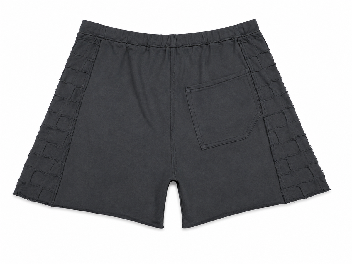 CHECK TRACK SHORTS (BLK TERRY)