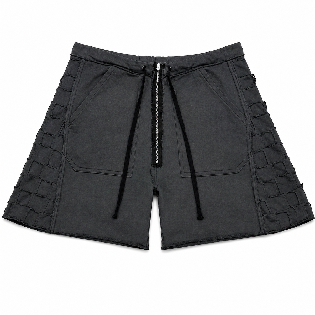 CHECK TRACK SHORTS (BLK TERRY)